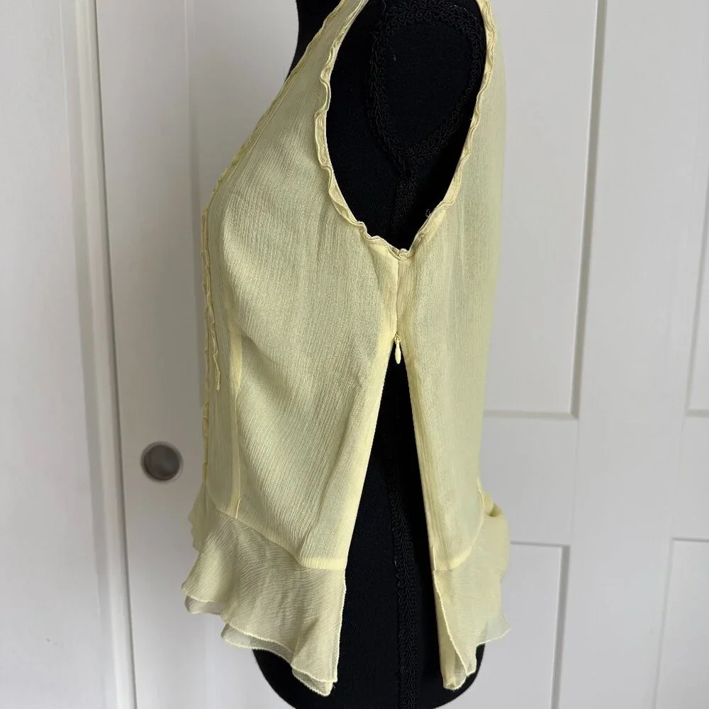 Women's Yellow Sleeveless Blouse, Side Zip,with Silk Lining by Ann Taylor, Sz S - Picture 5 of 6